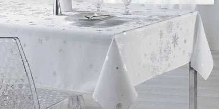 Nappe constellation blanc argent Noel 2m x 1m50 anti tache infroissable