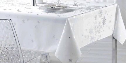 Nappe constellation blanc argent Noel 2m x 1m50 anti tache infroissable