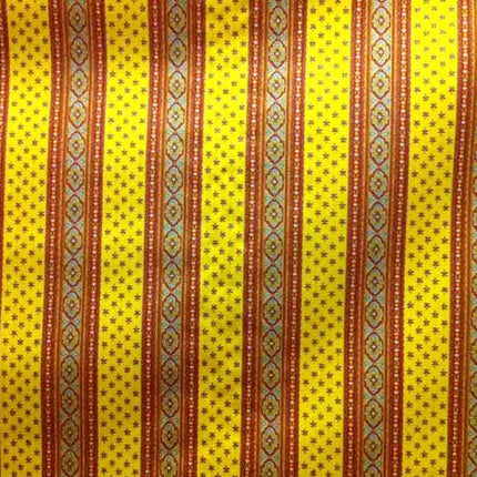 Tissu  au mètre coton  provençal jaune rouge rayure
