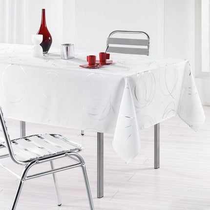 Nappe bully blanc argent 2m40 x 1m50 anti tache et infroissable