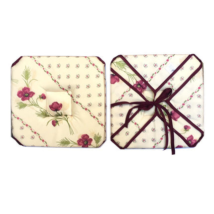 Coussin de chaise avec rabats coquelicot B F 35 cm x 35 cm x 3,50 cm