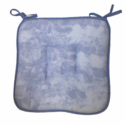Coussin de chaise bleu marbré à nouettes 38 cm x 38 cm