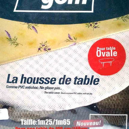 Protège table gomme ovale élastiqué 1m25x1m65 pour une table de1mx1m40
