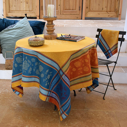 Nappe Jacquard Téflon carrée  Ramatuelle curry 1m60 x 1m60 Anti Tache
