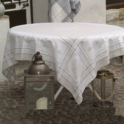 Nappe Jacquard Téflon carrée  Montmirail écru 1m60 x 1m60 Anti Tache