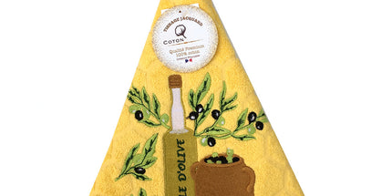 Essuie main rond en éponge Tissage Jacquard huile d'olive jaune Qualité Premium