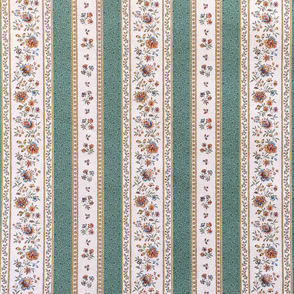 Tissu au mètre coton  provençale Beaucaire écru vert linéaire largeur 1m60