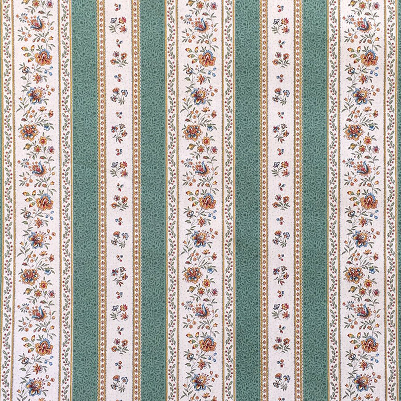 Tissu au mètre coton  provençale Beaucaire écru vert linéaire largeur 1m60