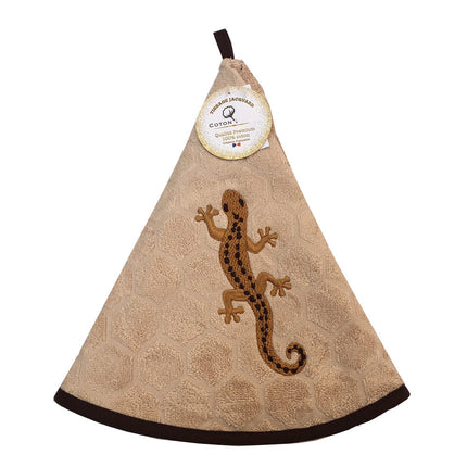 Essuie main rond en éponge Tissage Jacquard salamandre beige Qualité Premium
