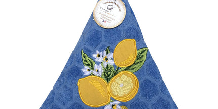 Essuie main rond en éponge Tissage Jacquard citron bleu Qualité Premium