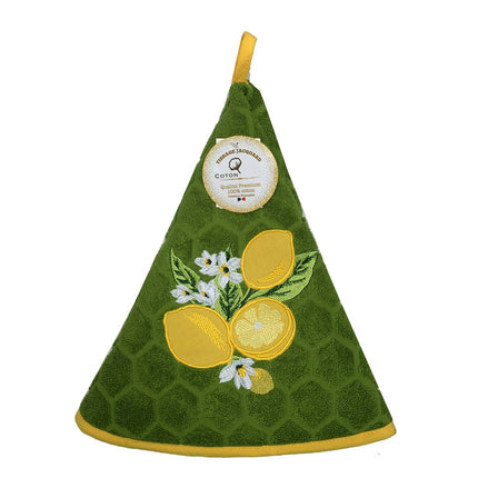 Essuie main rond en éponge Tissage Jacquard citron vert Qualité Premium