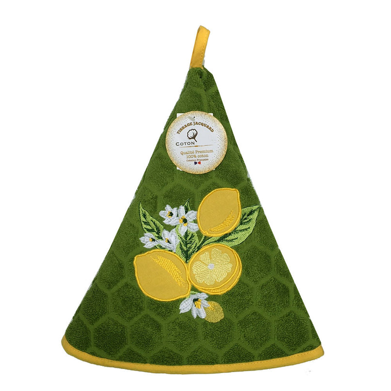 Essuie main rond en éponge Tissage Jacquard citron vert Qualité Premium