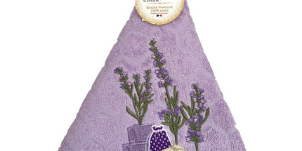 Essuie main rond en éponge Tissage Jacquard sachet de lavande parme Qualité Premium