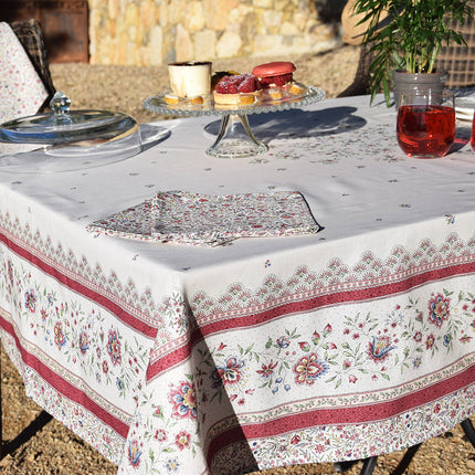 Nappe beaucaire ivoire rose coton 2m50 x 1m55