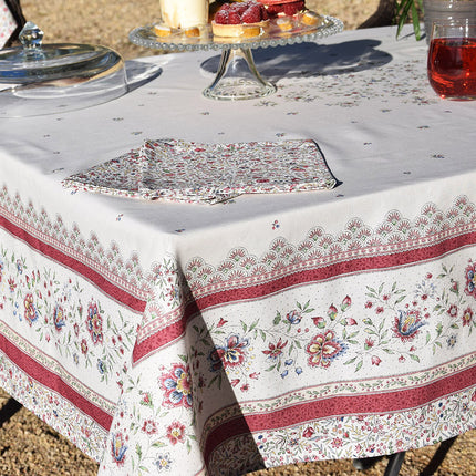 Nappe beaucaire ivoire rose coton 2m50 x 1m55