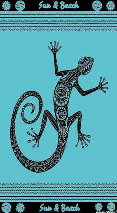 Serviette de plage Gecko bleue 90 cm x 170 cm ref JQ178