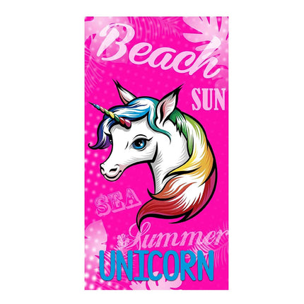 Serviette de plage Micro licorne rose 95cm x 175cm ref PGM02