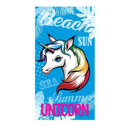 Serviette de plage Micro licorne bleu 95cm x 175cm ref PGM01