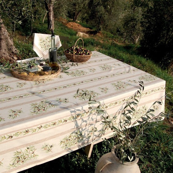 Nappe coton 1m55 x 1m20 clos des oliviers ecru