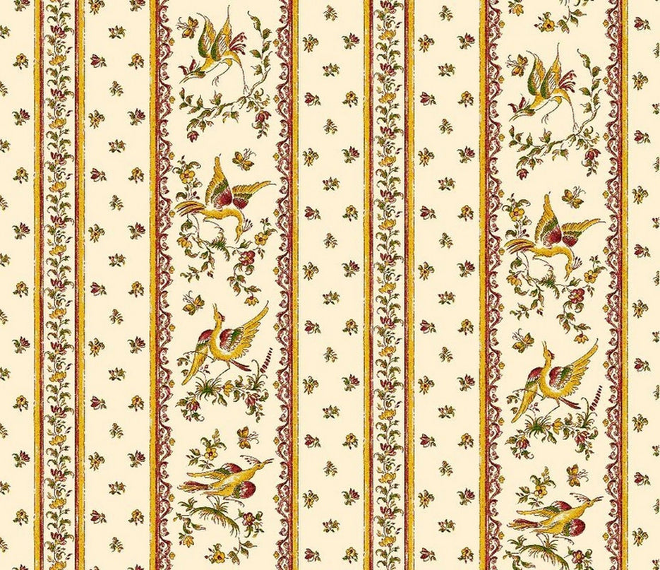 Tissu au mètre coton faïence de Moustier rose linéaire