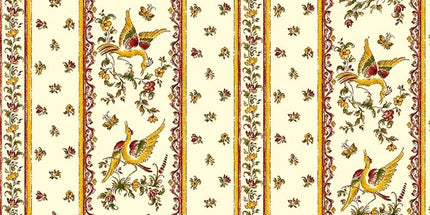 Tissu au mètre coton faïence de Moustier rose linéaire