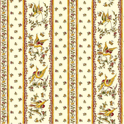 Tissu au mètre coton faïence de Moustier rose linéaire