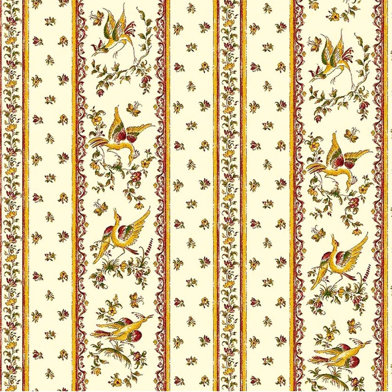 Tissu au mètre coton faïence de Moustier rose linéaire