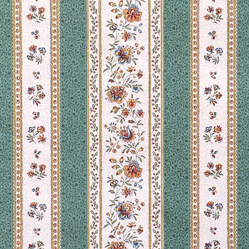 Tissu au mètre coton  provençale Beaucaire écru vert linéaire largeur 1m60