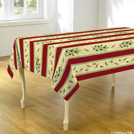 Nappe ref 72680 rouge  olive 3m50 x 1m50 anti tache infroissable