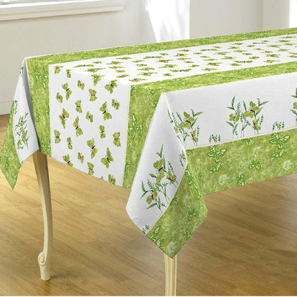 Nappe ref PV Papillon vert  2m40 x 1m50 anti tache sans repassage