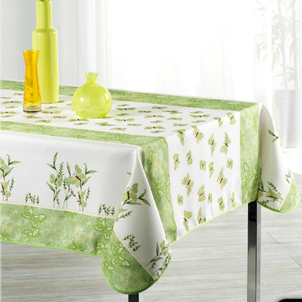 Nappe ref PV Papillon vert  2m40 x 1m50 anti tache sans repassage