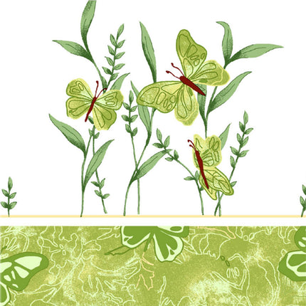 Nappe ref PV Papillon vert  2m40 x 1m50 anti tache sans repassage