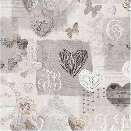 Nappe ronde 1m60 coeurs  ref 94714 Anti tache Infroissable