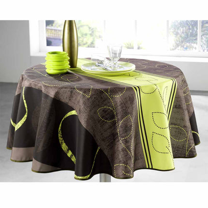 Nappe ronde 1m80 JN53-1 vert anti tache et sans repassage