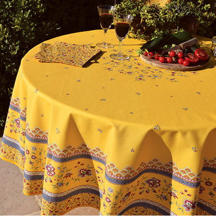 Nappe Ronde 1m80 Coton Beaucaire Jaune