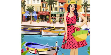 Torchon PIN UP Côte d'Azur 50 cm x 70 cm