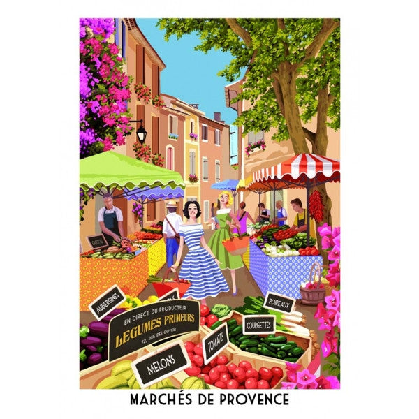 Torchon Marchés de Provence 50 cm x 70 cm
