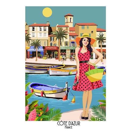 Torchon PIN UP Côte d'Azur 50 cm x 70 cm