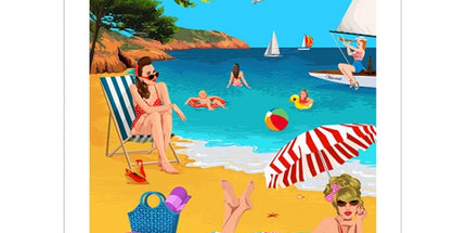 Torchon PIN UP Plage 50 cm x 70 cm