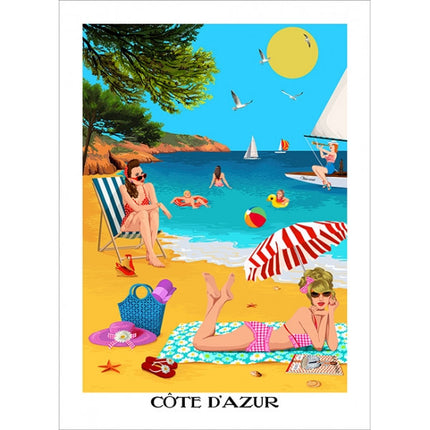 Torchon PIN UP Plage 50 cm x 70 cm