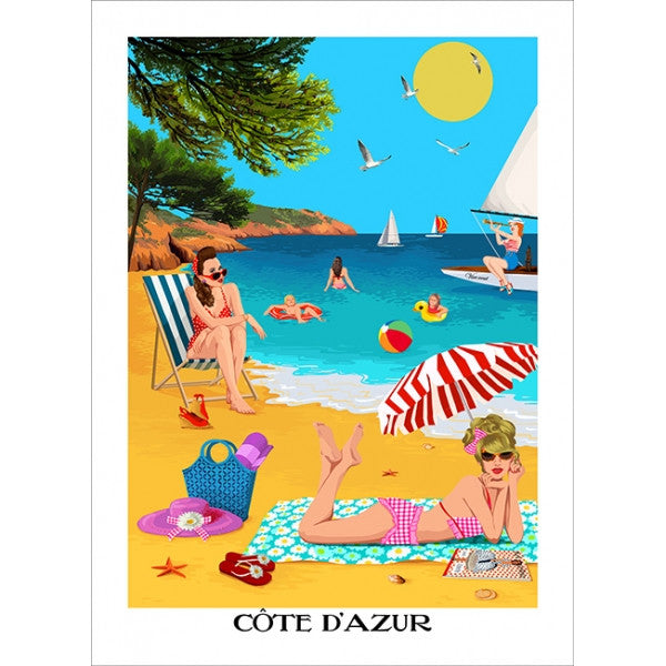 Torchon PIN UP Plage 50 cm x 70 cm