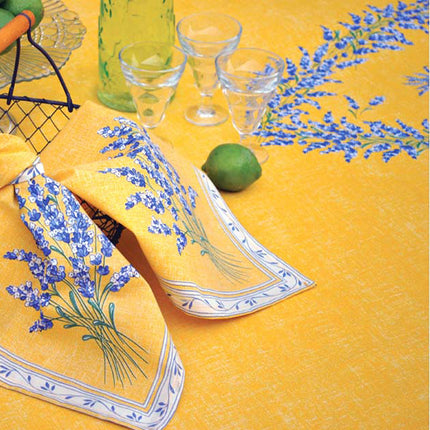 Nappe Valensole jaune coton enduit plastifiée 2m50 x 1m55 Motif placé