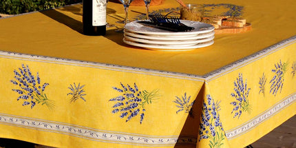 Nappe Valensole jaune coton  2m50 x 1m55 Motif placé