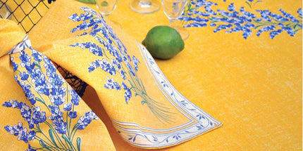 Nappe Valensole jaune coton  2m50 x 1m55 Motif placé