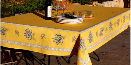 Nappe Valensole jaune coton  2m50 x 1m55 Motif placé