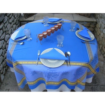 Nappe sénanques bleu jacquard traité Téflon 3m x 1m60