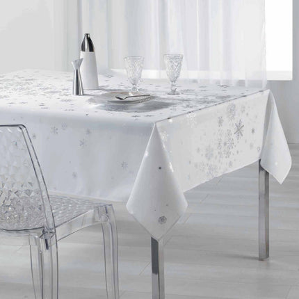 Nappe constellation blanc argent Noel anti tache infroissable 3m x 1m50