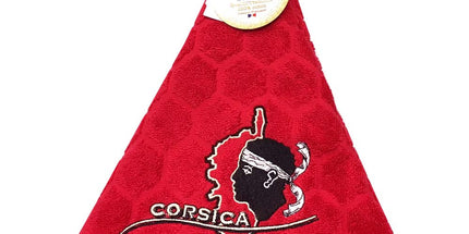 Essuie main rond en éponge Tissage Jacquard Corsica rouge Qualité Premium
