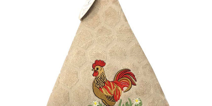Essuie main rond en éponge Tissage Jacquard Coq beige Qualité Premium
