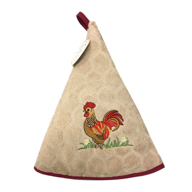 Essuie main rond en éponge Tissage Jacquard Coq beige Qualité Premium